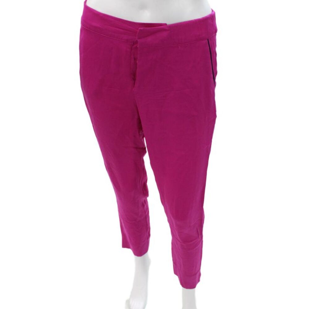 Piamita Women Cropped Pink Silk Pants Zip Closure Size XS